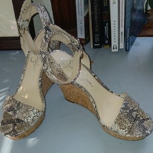 Jessica Simpson Elegant Snakeskin Wedge Sandals